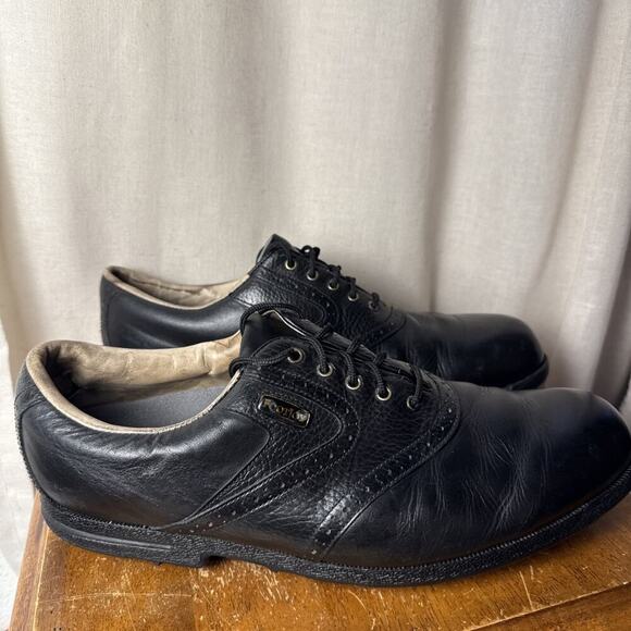Men's FootJoy TurfMasters Golf Shoes Vintage Black Leather 53791‎ Size 12 M - Picture 1 of 16
